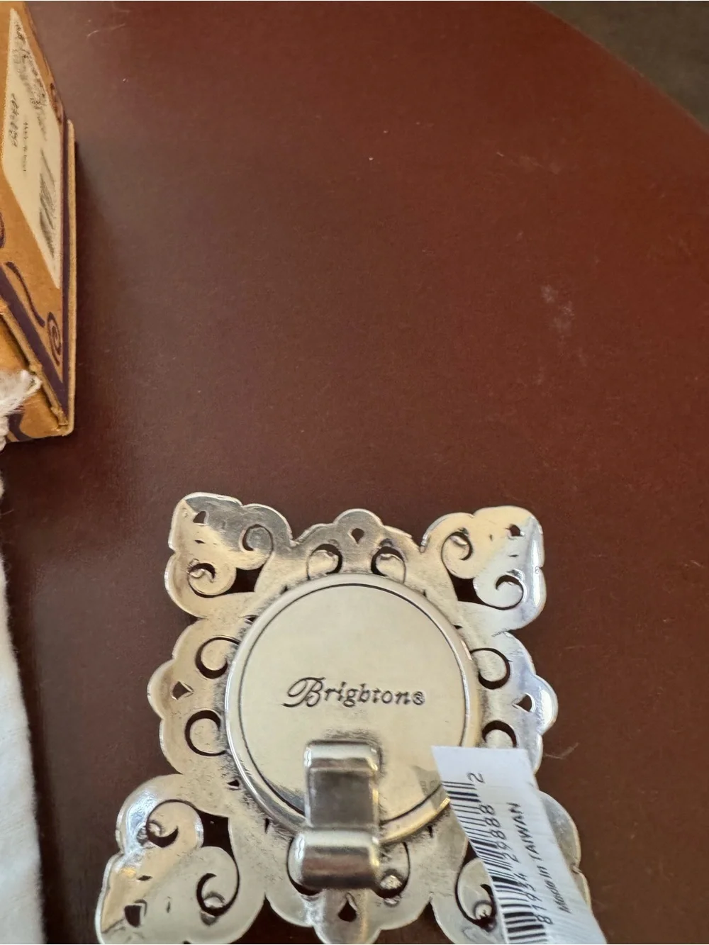 Brighton Silver Filigree Miniature Clock with White Pouch